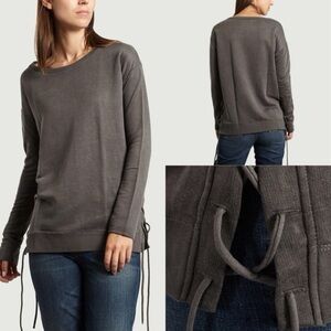 Majestic Filatures Du Lion Women's Size 2 Small Gray Tie Side Boatneck Shirt